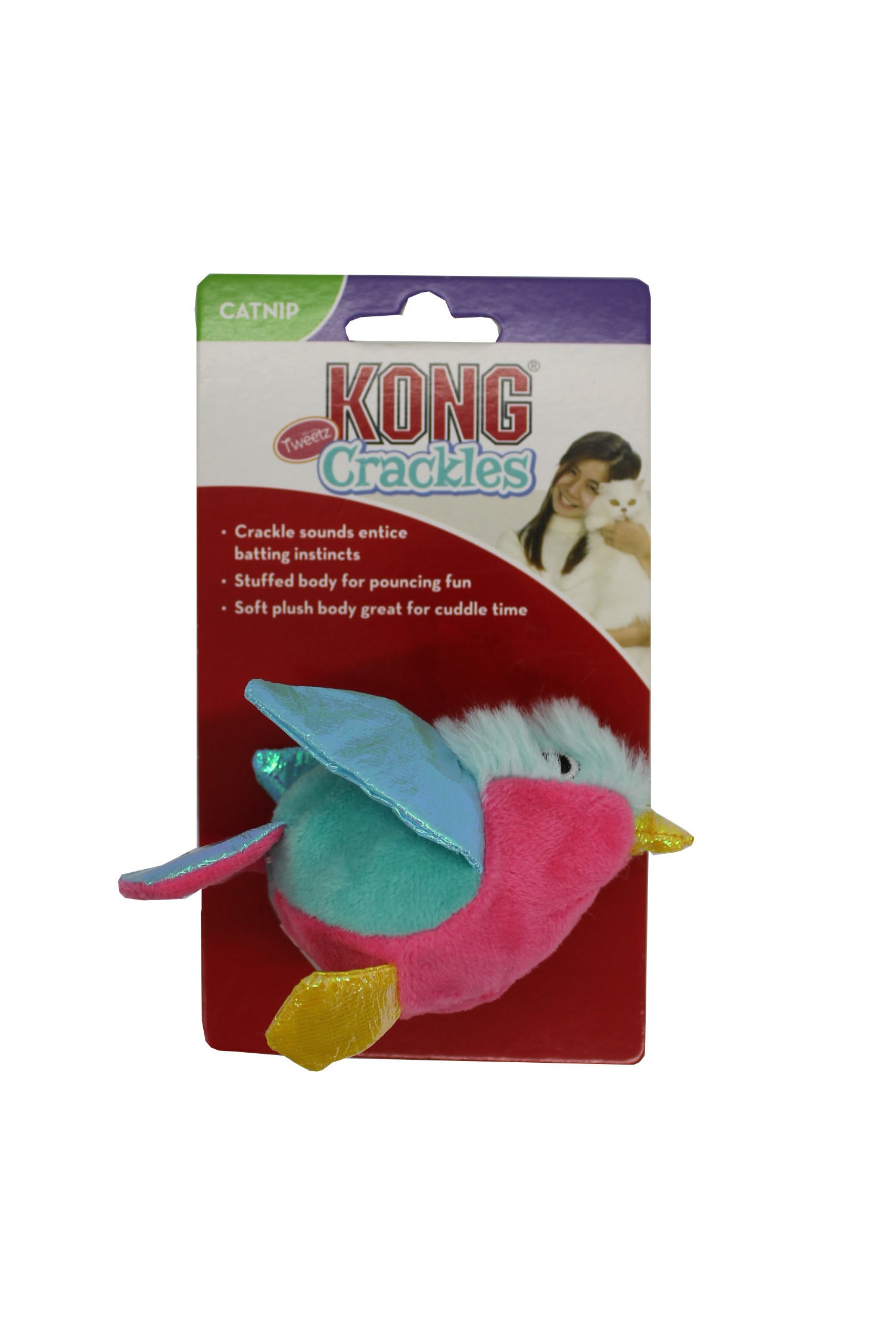 KONG JUGUETE PARA GATO PELUCHE CRACKLES TWEETZ PAJARO